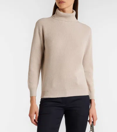 Brunello Cucinelli Monili Cashmere Turtleneck Sweater In Neutrals