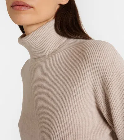 Brunello Cucinelli Monili Cashmere Turtleneck Sweater In Neutrals