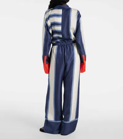 Sir Dazed Printed Silk Palazzo Pants In Blue
