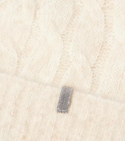 Brunello Cucinelli Cable-knit Mohair Beanie In Beige