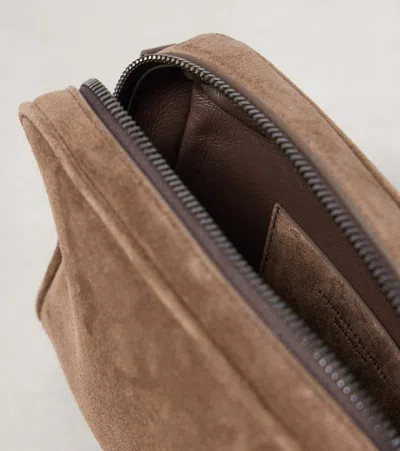 Brunello Cucinelli Small Suede Crossbody Bag In Brown