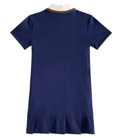 Gucci Gg Web Cotton Jersey Dress In Blue