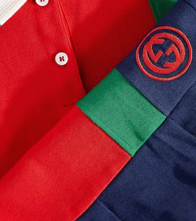 Gucci Gg Web Cotton Jersey Dress In Blue