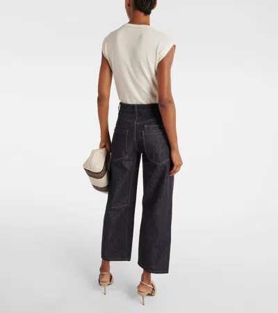 Shop Brunello Cucinelli Cropped Straight Jeans In Blue