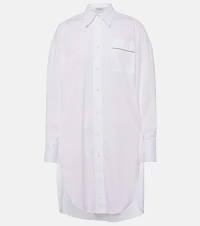 Brunello Cucinelli Cotton-blend Cropped Shirt In White
