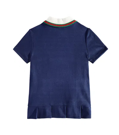 Shop Gucci Baby  Web Cotton Jersey Dress In Blue