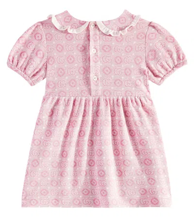 Shop Gucci Baby Gg Canvas Cotton Dress In Pink