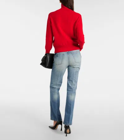 Victoria Beckham Wool Double Layer Top With Sheer Underlay In Red