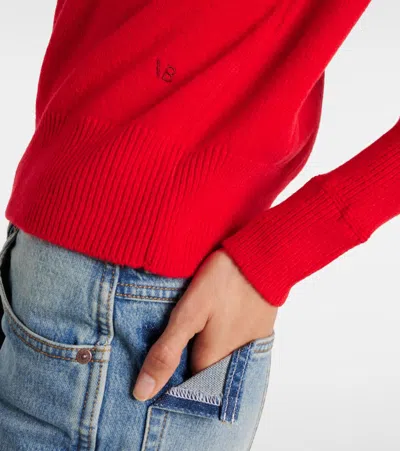 Victoria Beckham Wool Double Layer Top With Sheer Underlay In Red