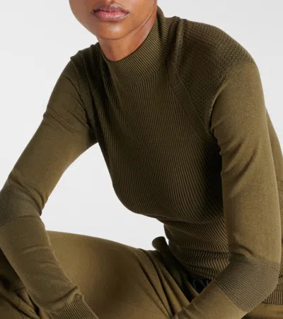 Loro Piana Ribbed-knit Silk-blend Sweater In Green