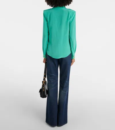 Balmain Shirt Logo Button Chest Pockets In Green