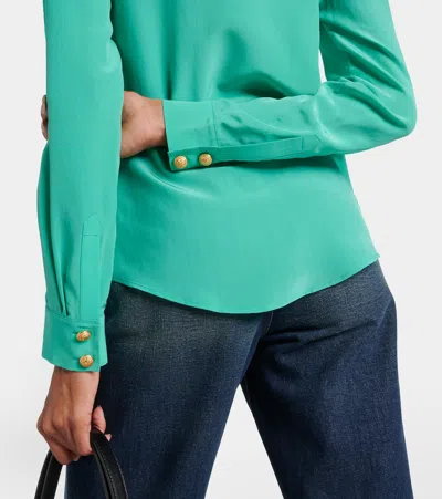 Balmain Shirt Logo Button Chest Pockets In Green