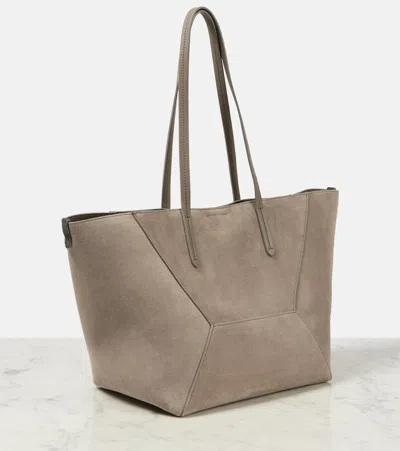 Brunello Cucinelli Bc Duo Small Geometric Leather Tote Bag In Grey