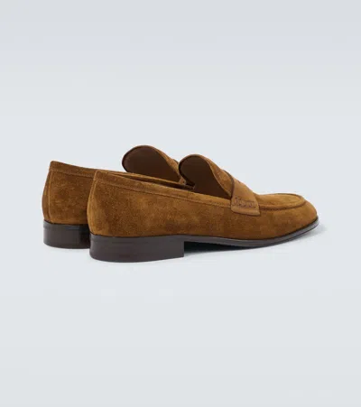 Shop Gianvito Rossi George Suede Penny Loafers In Brown