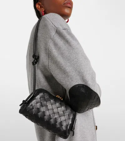 Bottega Veneta Concert Mini Intrecciato Leather Pouch In Black