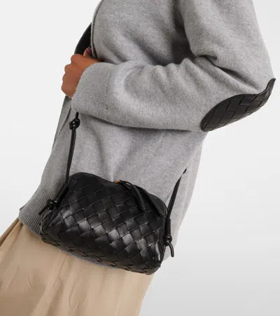 Bottega Veneta Concert Mini Intrecciato Leather Pouch In Black