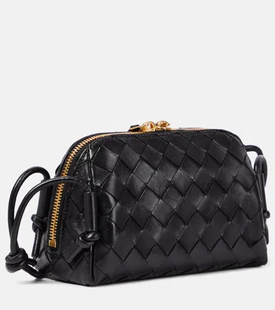 Bottega Veneta Concert Mini Intrecciato Leather Pouch In Black