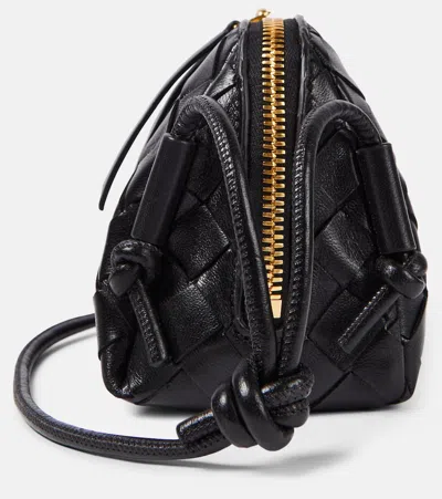 Bottega Veneta Concert Mini Intrecciato Leather Pouch In Black