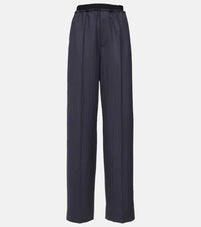 Bottega Veneta Women Striped Wool Pants In Blue