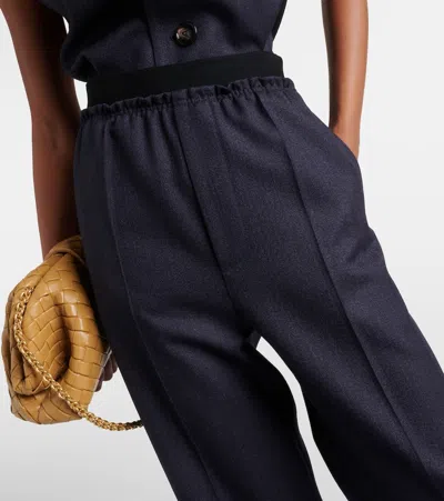 Bottega Veneta Women Striped Wool Pants In Blue