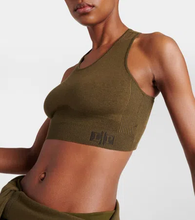 Loro Piana Ribbed-knit Silk-blend Sports Bra In Green