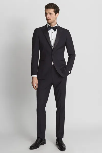 Reiss Navy Modern Fit Tuxedo Trousers In Navy