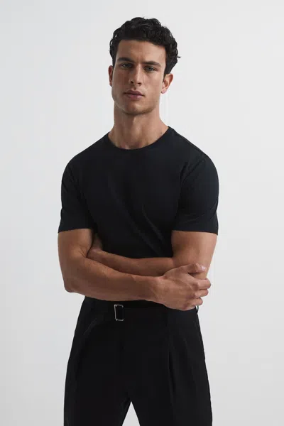 Reiss Black Bless Crew Neck T-shirt In Black