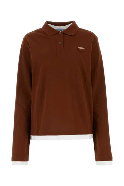 Shop Prada Polo In Brown