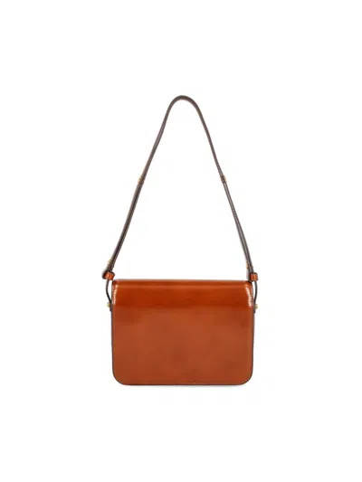 Tory Burch Robinson Spazzolato Shoulder Bag In Dark Sienna