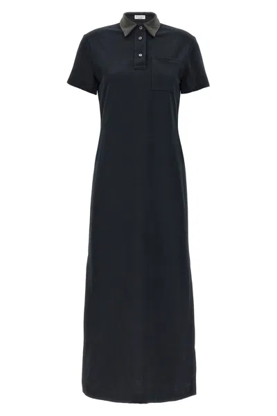 Shop Brunello Cucinelli Women 'monile' Maxi Dress In Black
