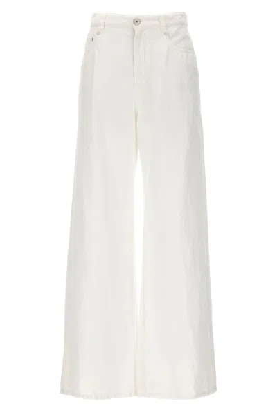 Brunello Cucinelli Palazzo Jeans In White