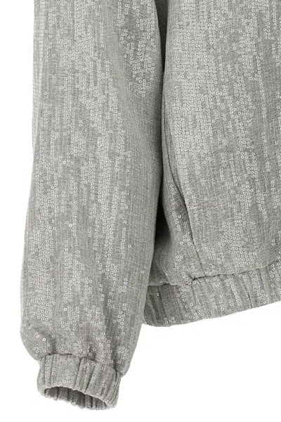 Shop Brunello Cucinelli Women Sequin Bomber Jacket In Gray