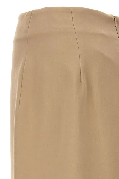 Shop Brunello Cucinelli Women Slit Cotton Skirt In Cream