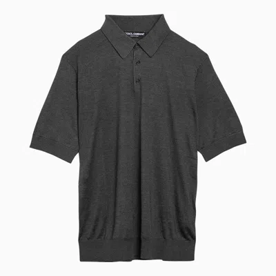 Shop Dolce & Gabbana Dolce&gabbana Grey Silk Short-sleeved Polo Shirt Men In Gray