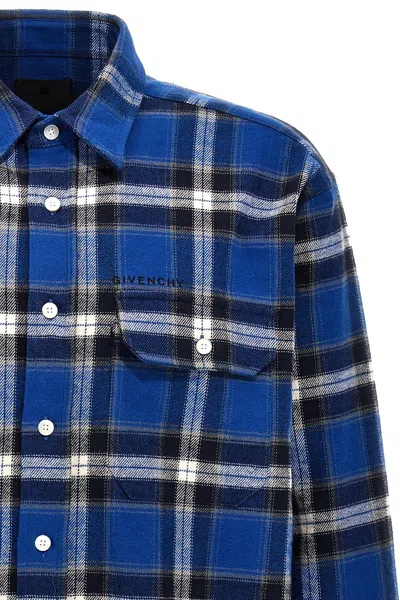 Shop Givenchy Men Check Flannel Shirt In Blue