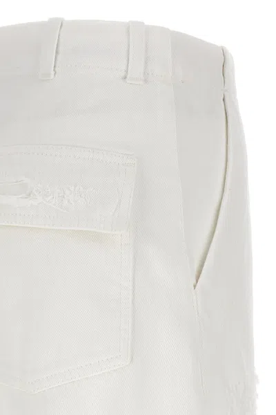 Shop Givenchy Women Destroyed Denim Bermuda Shorts In White