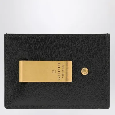 Gucci Gg Marmont Black Leather Money Clip Men In Black