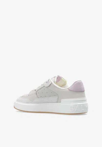 Balmain B-cout Flip Leather Sneakers In Beige