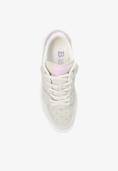 Balmain B-cout Flip Leather Sneakers In Beige