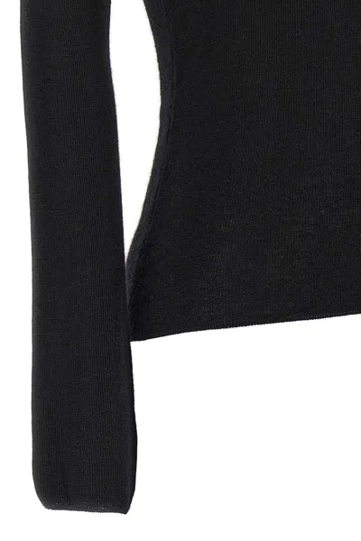 Tom Ford Turtleneck Long-sleeve Fine Cashmere-silk Top In Black