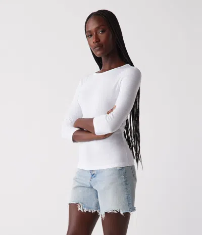 Michael Stars Dakota 3/4 Sleeve Tee In White