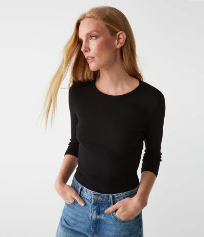 Michael Stars Dakota 3/4 Sleeve Tee In Black