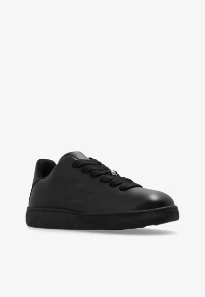 Shop Burberry Box Leather Low-top Sneakers In Black