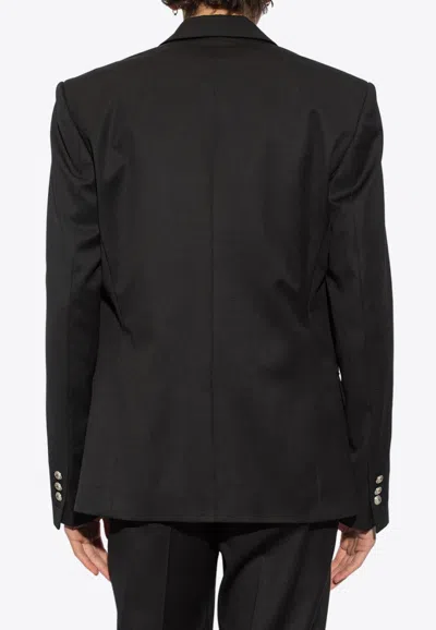 Balmain Embossed Button Blazer In Black