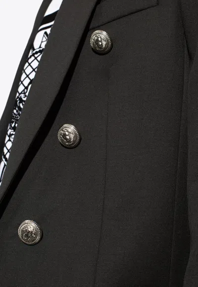 Balmain Embossed Button Blazer In Black