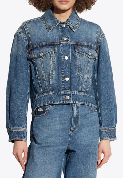 Shop Alexander Mcqueen Button-up Denim Jacket In Blue
