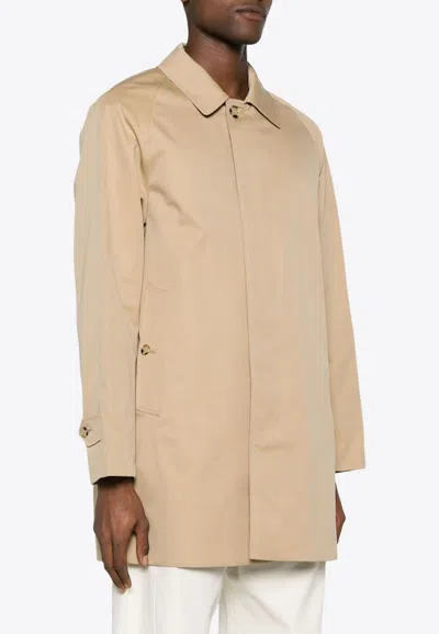 Burberry Camden Heritage Single-breasted Car Coat In Beige