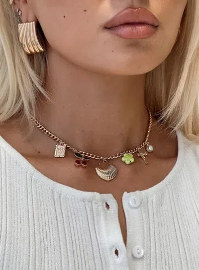 Princess Polly All My Life Charm Necklace Gold In Gold