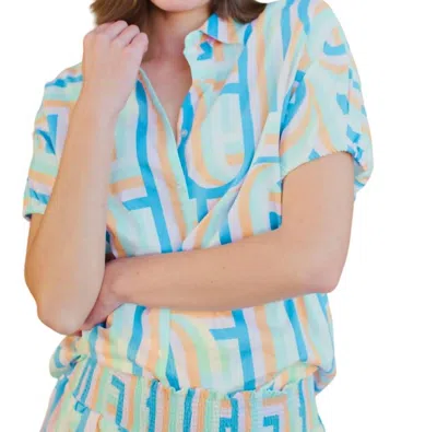 Michelle Mcdowell Goldie Top In Catch A Wave Blue In Multi