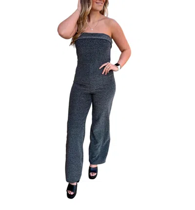 The Vintage Shop Amelia Bodycon Strapless Jumpsuit In Black In Black